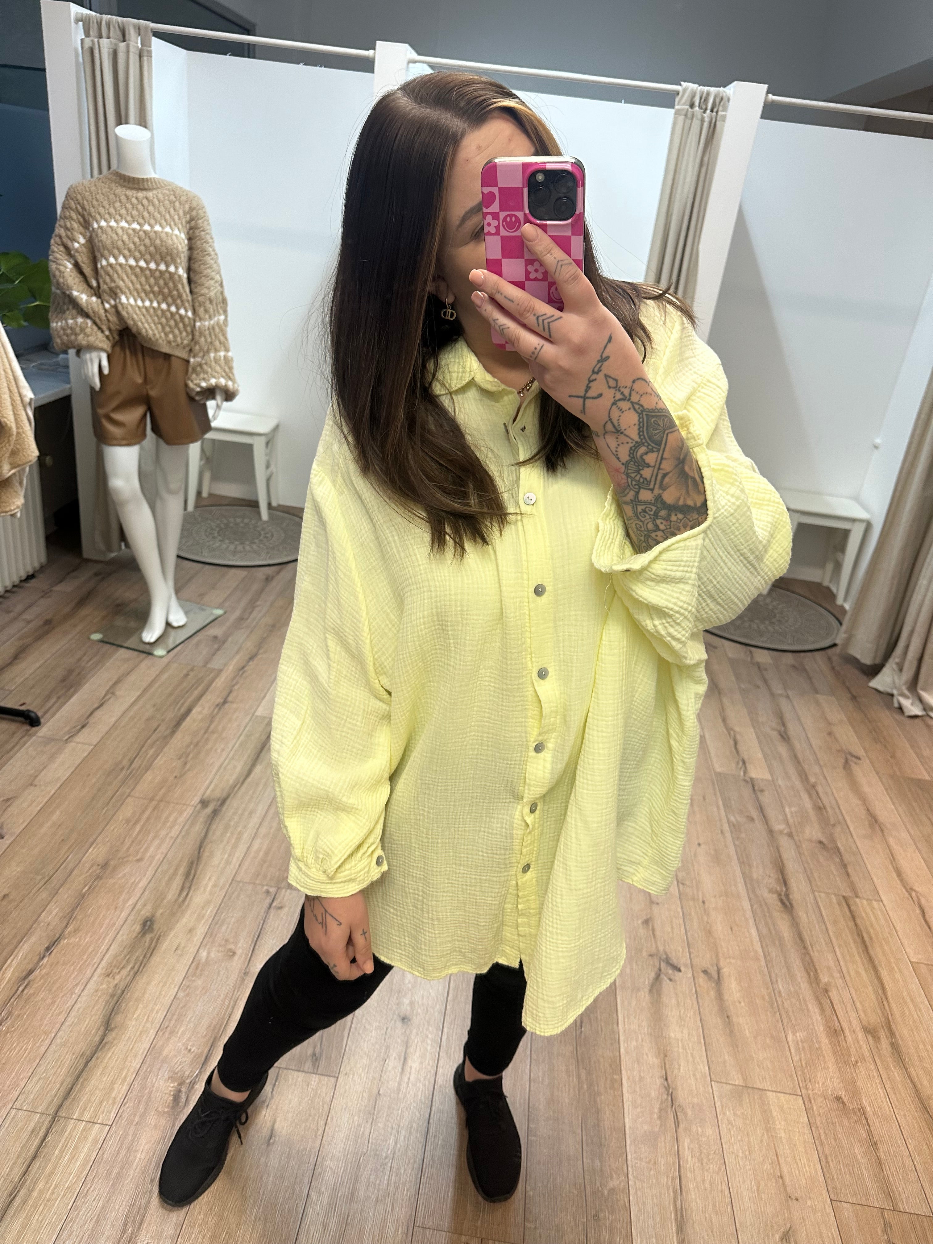 Lange Mussselinbluse