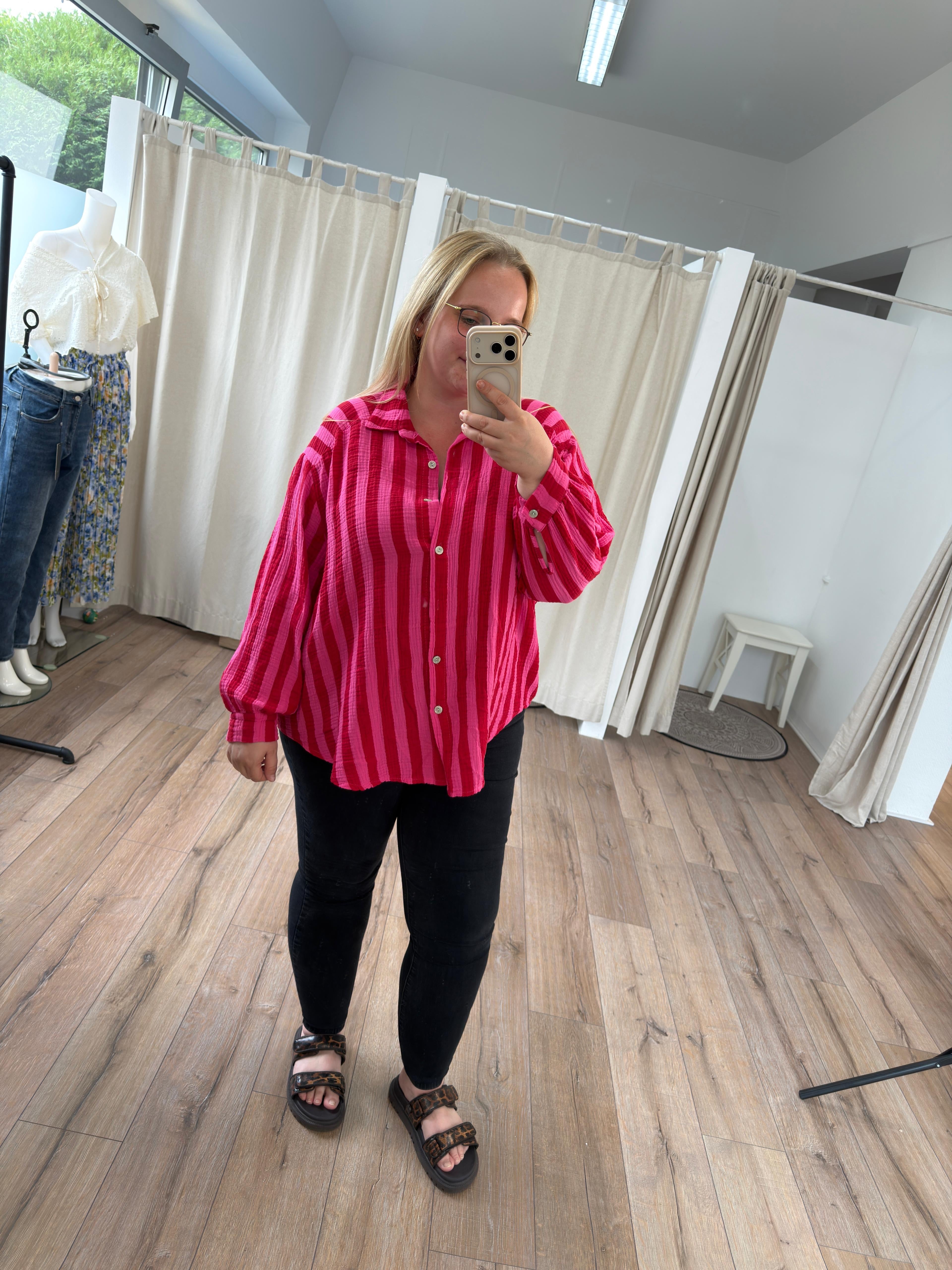 Musselinbluse Breit gestreift