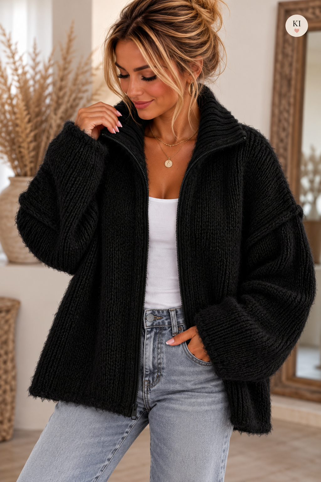 Zipper Cardigan Amber