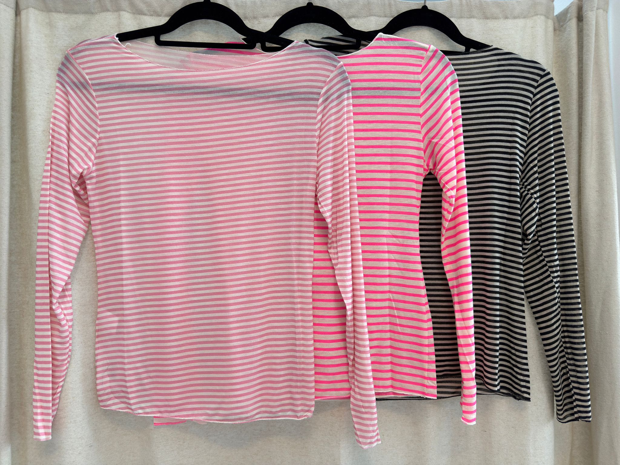 Gestreiftes Curvy mesh Langarmshirt