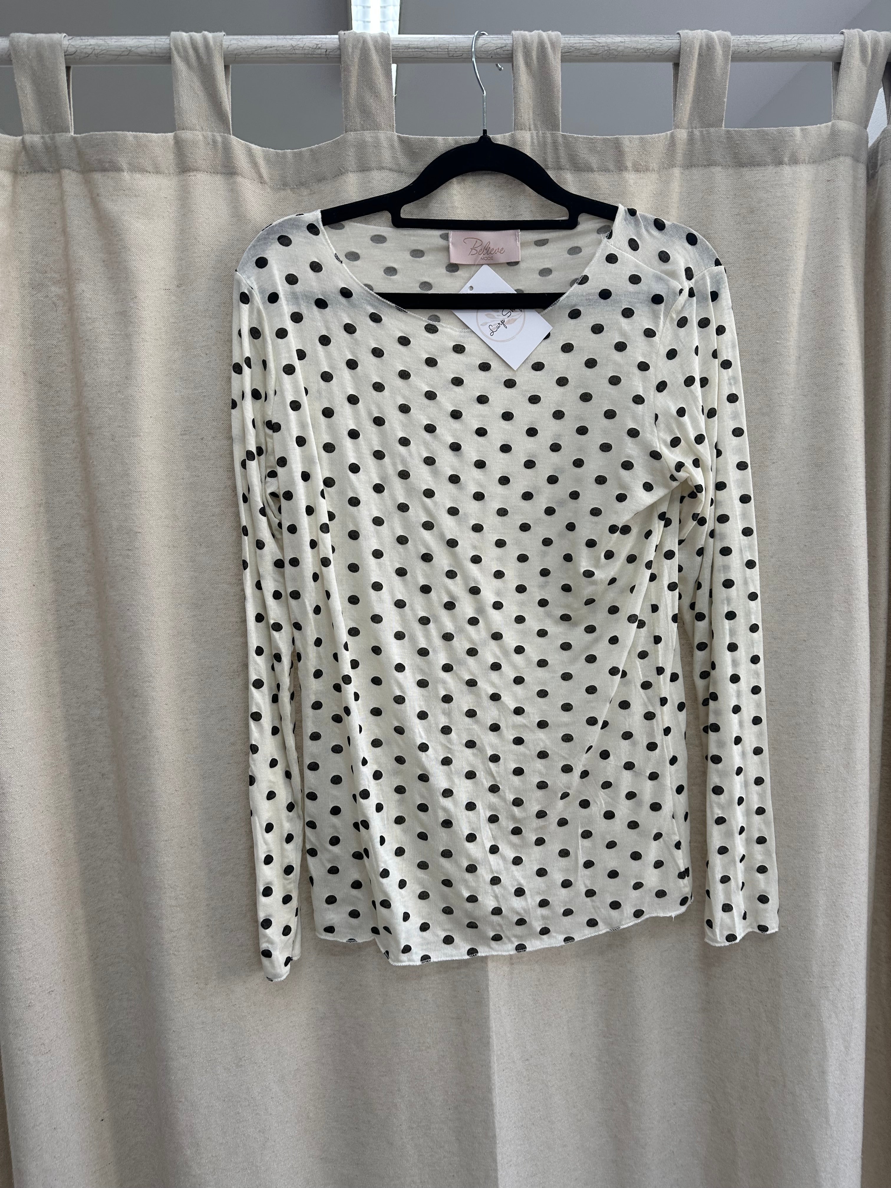 Gepunktetes Curvy mesh Langarmshirt