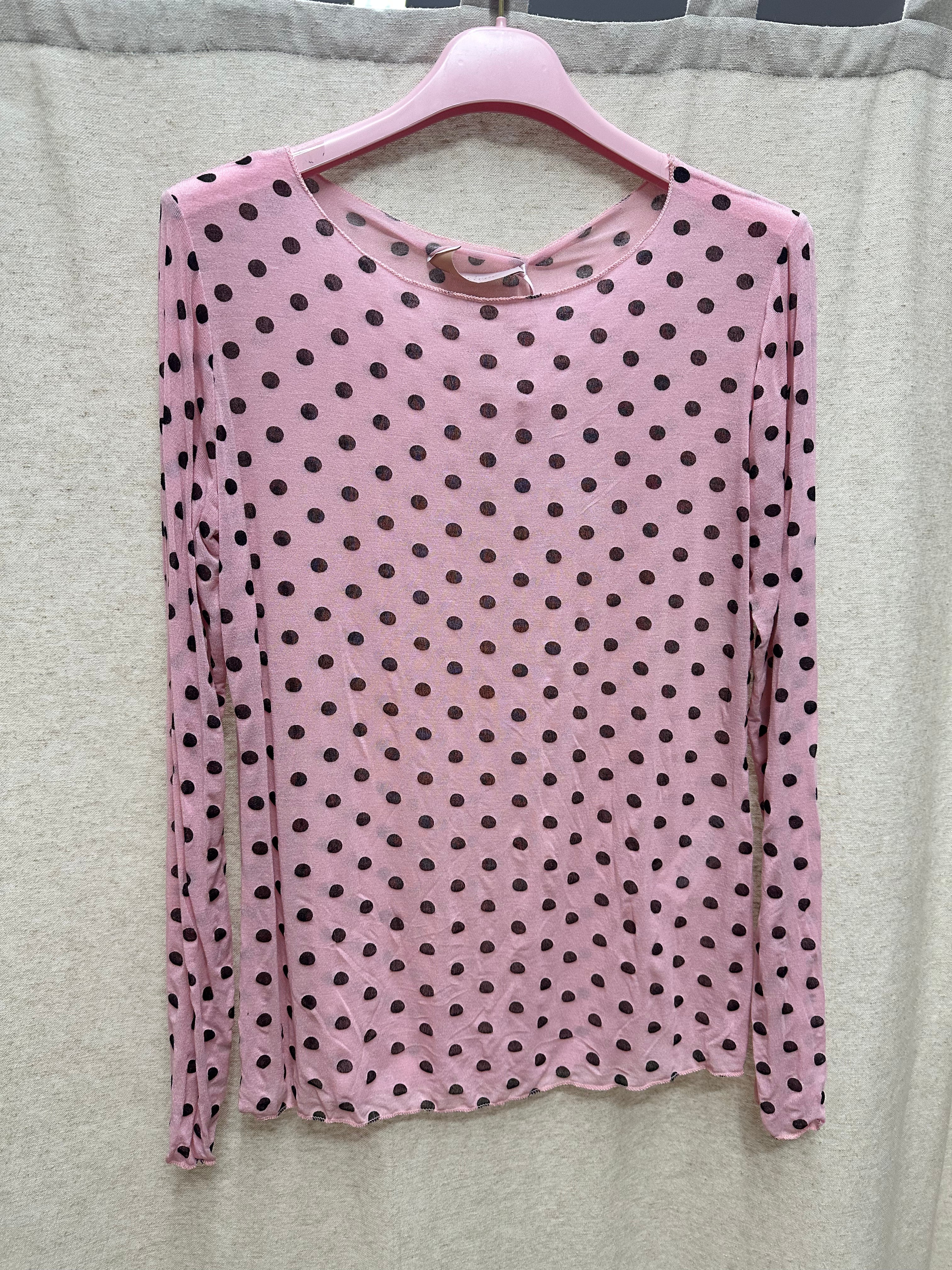 Gepunktetes Curvy mesh Langarmshirt