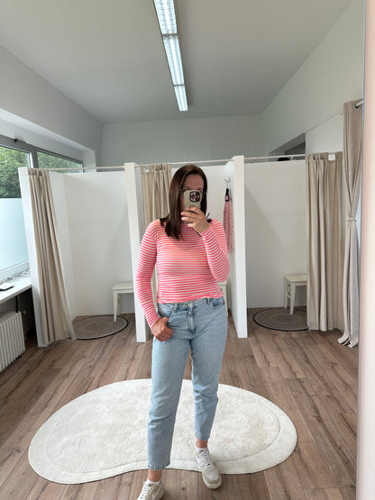 Gestreiftes Curvy mesh Langarmshirt