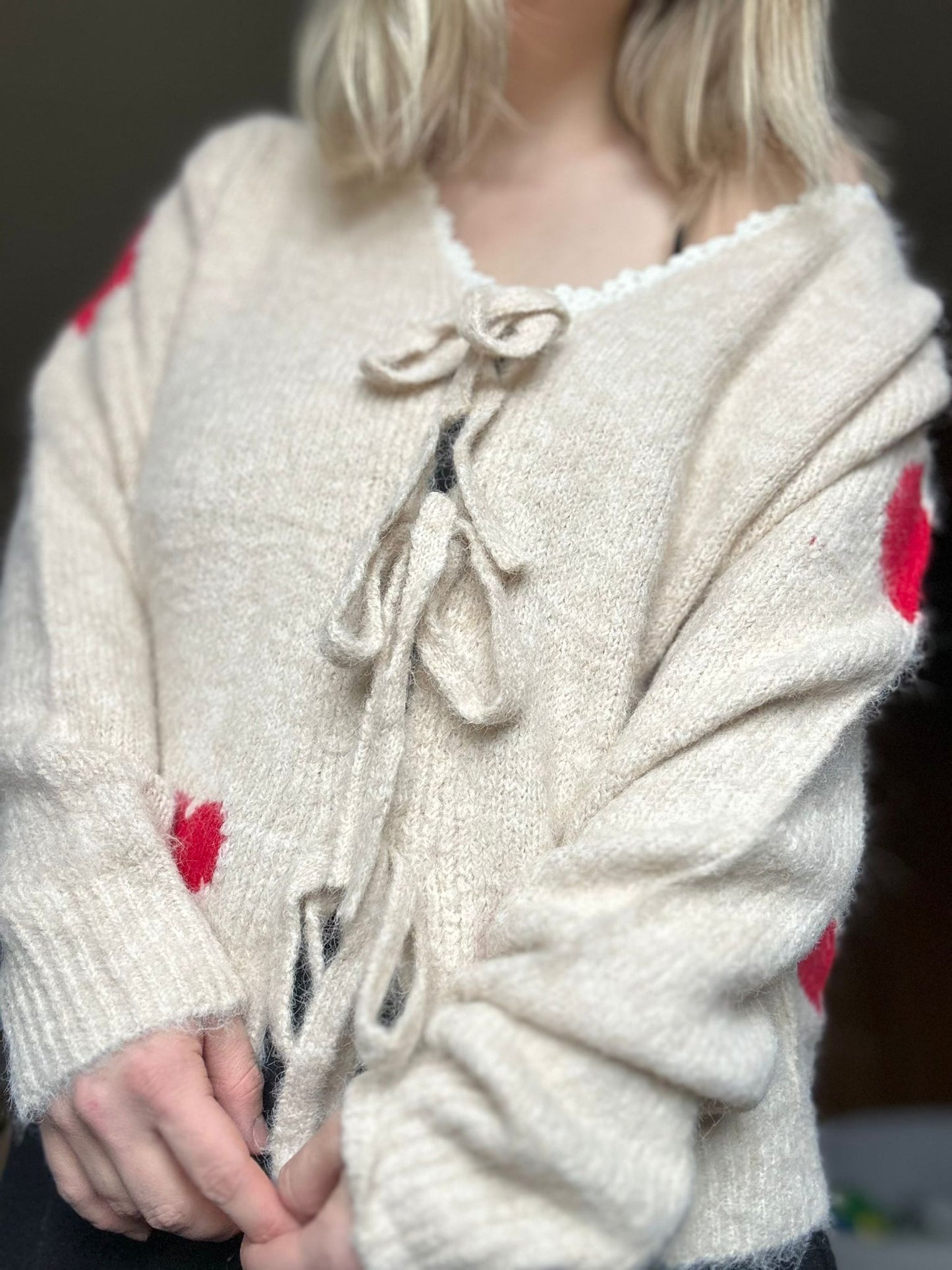 Cardigan Mia Beige/Rot