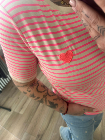 T-Shirt gestreift mit Herz