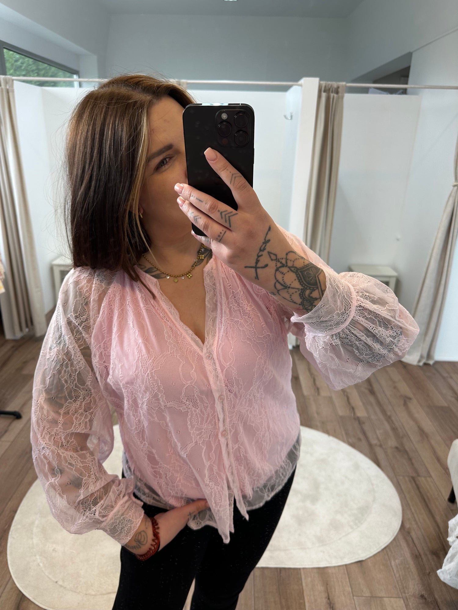 Spitzenmesh Bluse