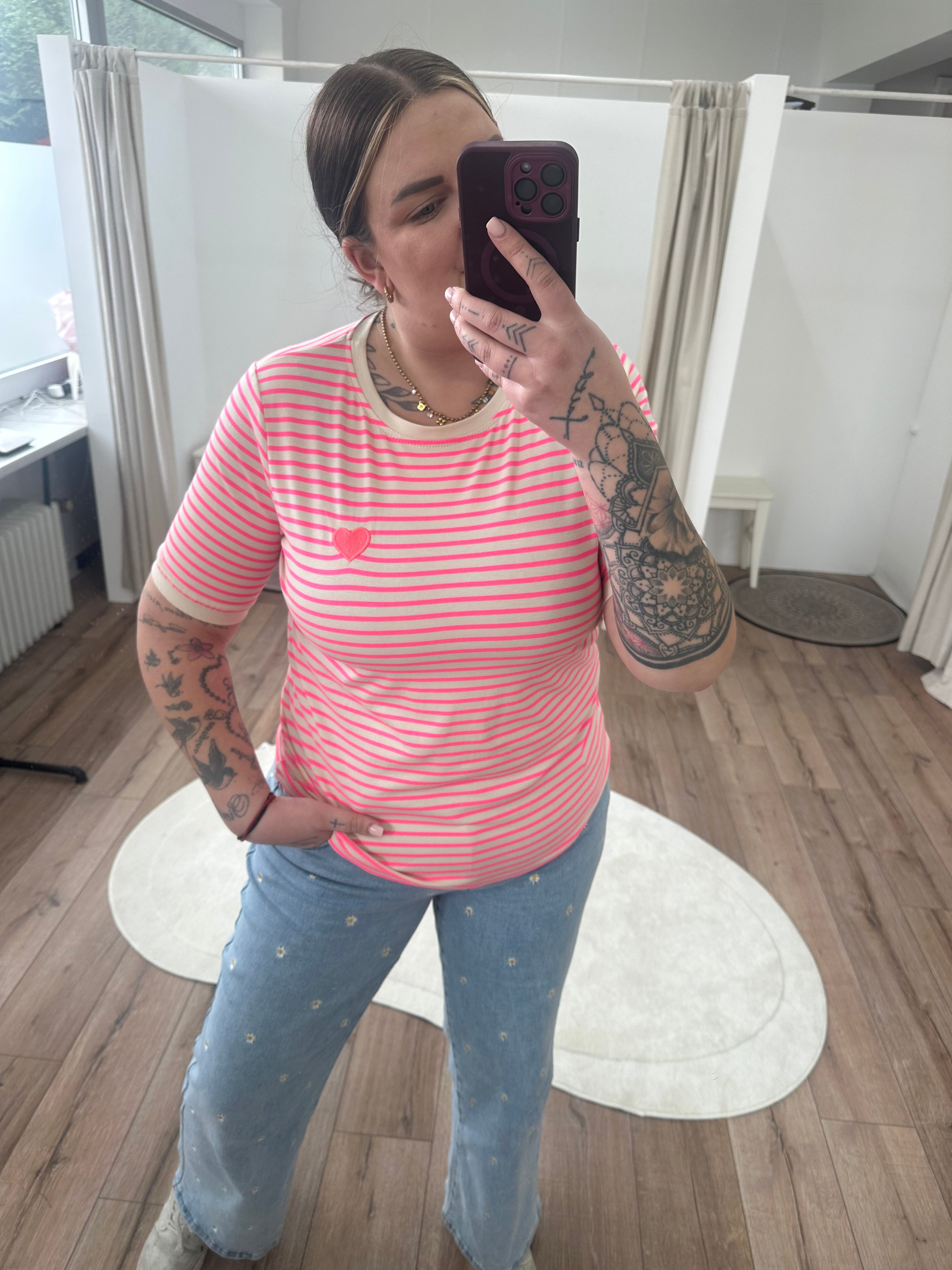 T-Shirt gestreift mit Herz