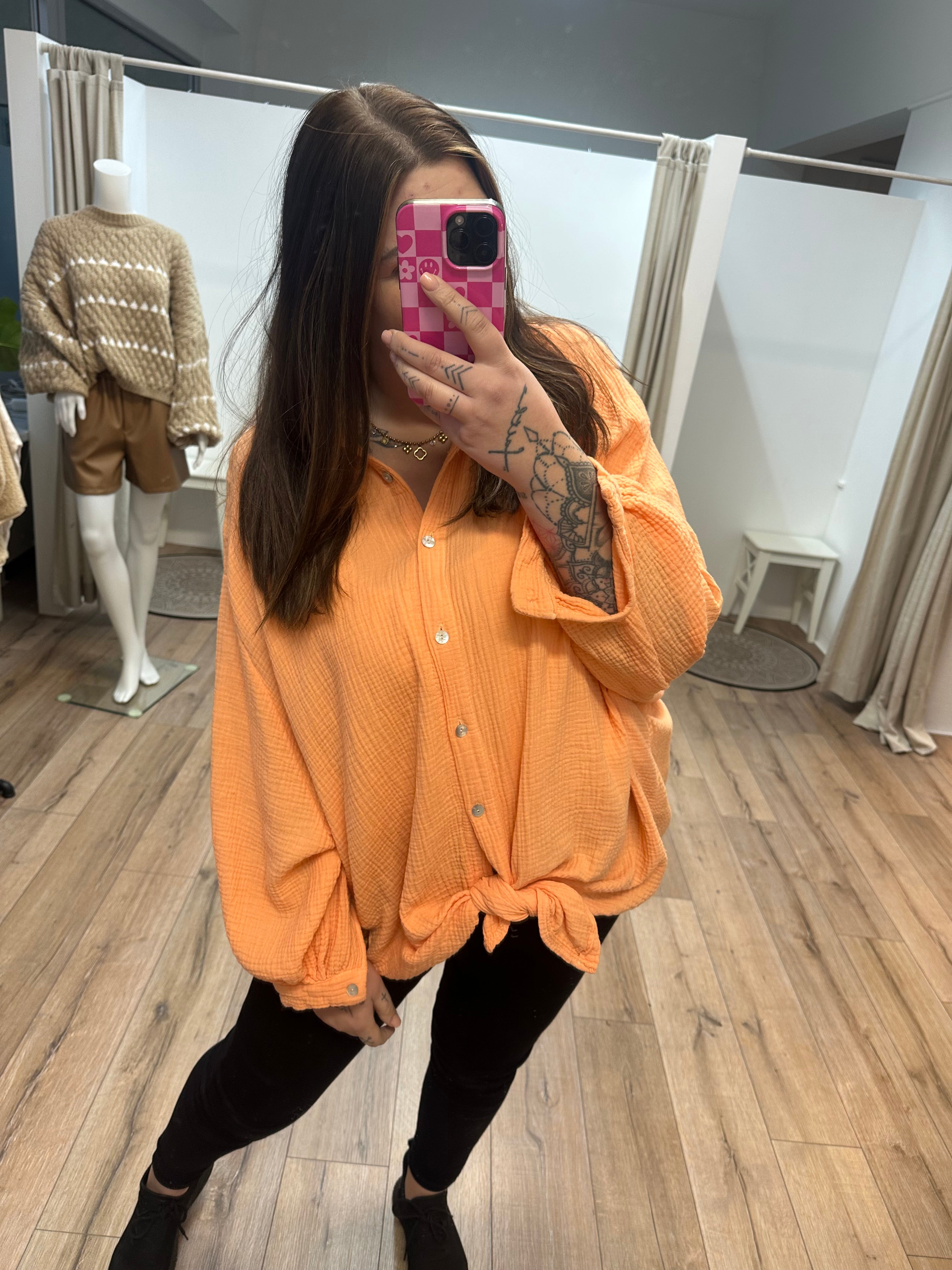 Lange Mussselinbluse