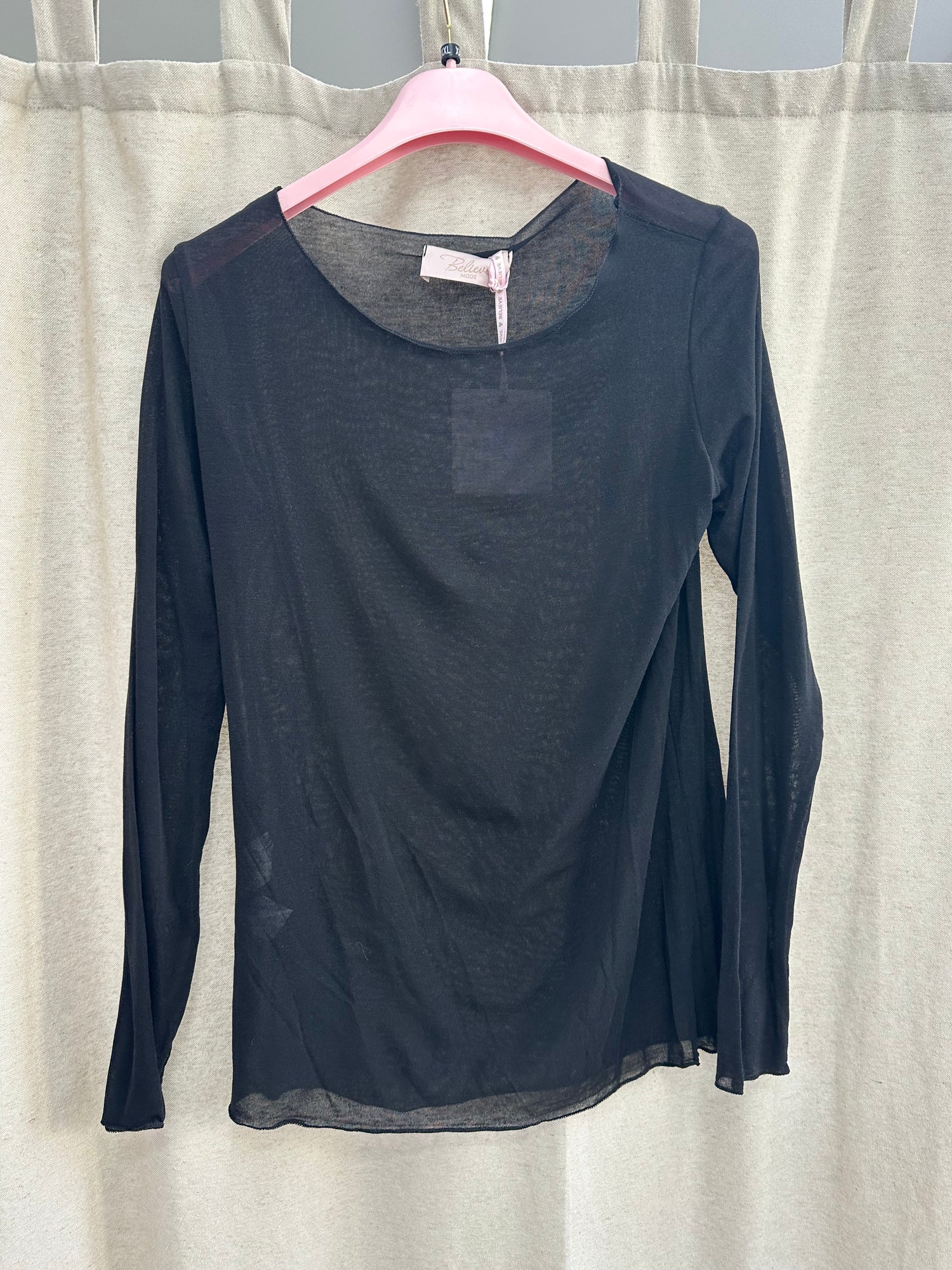 Curvy Mesh Langarmshirt