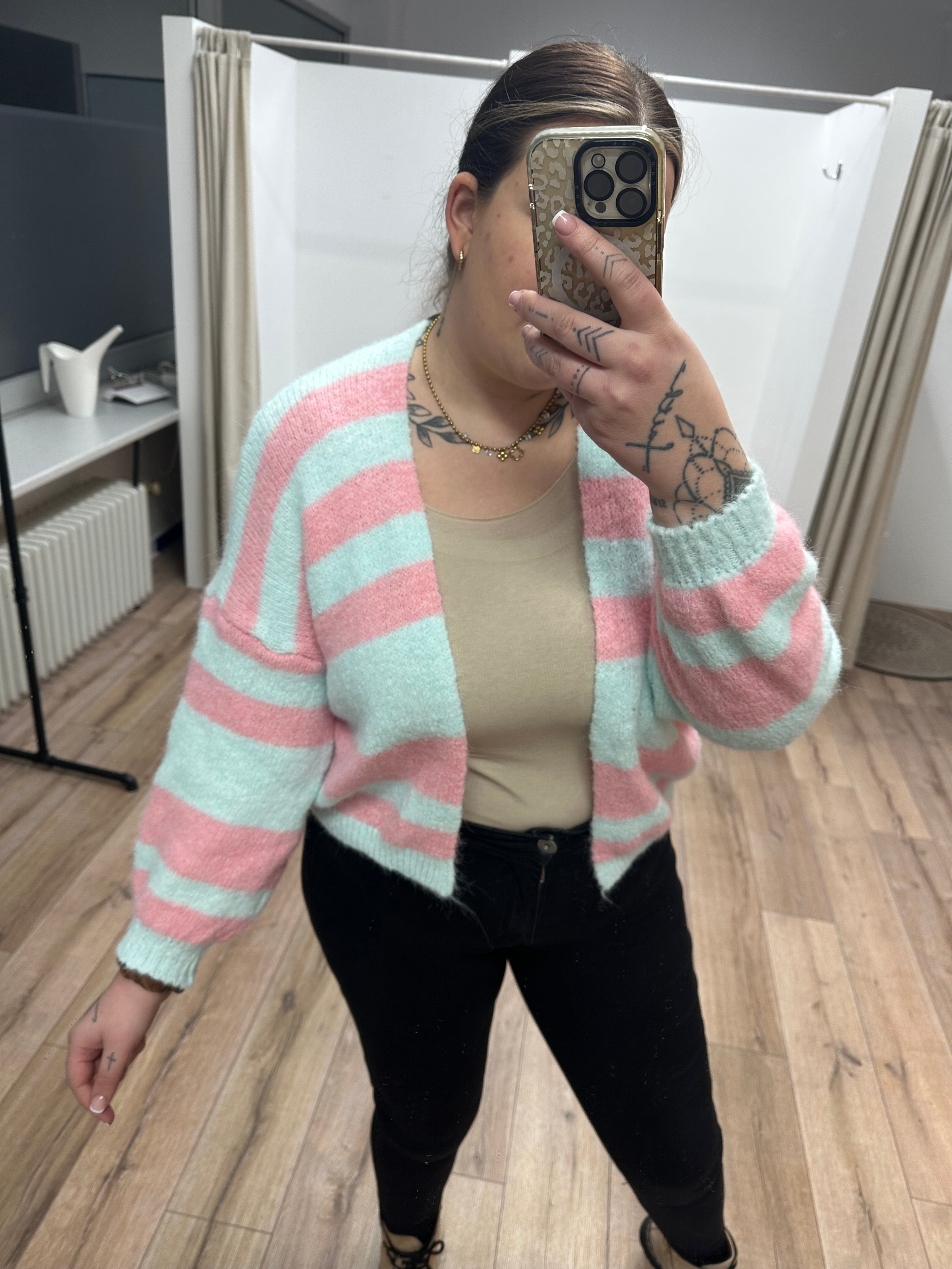 Offener Streifencardigan