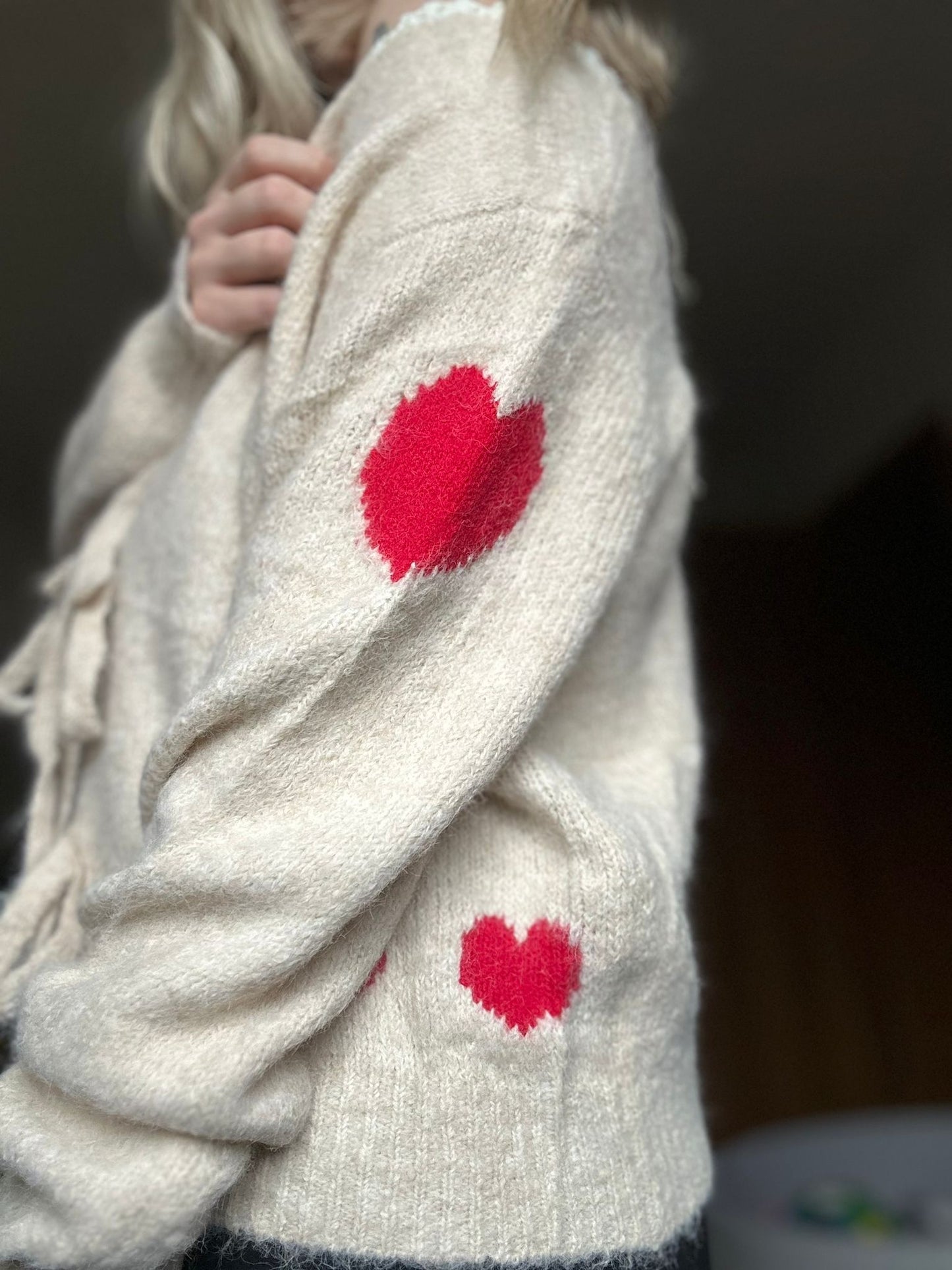 Cardigan Mia Beige/Rot
