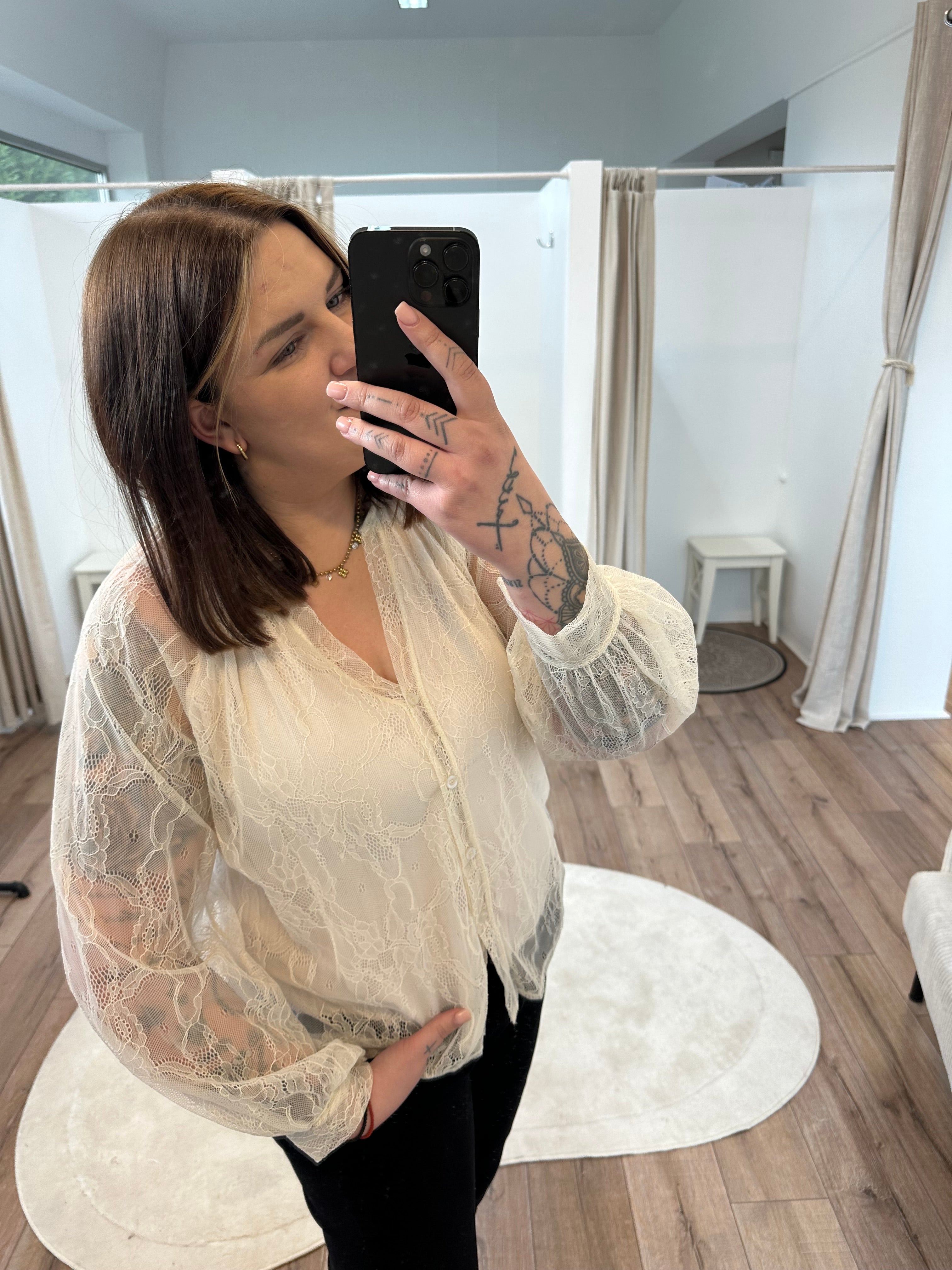 Spitzenmesh Bluse