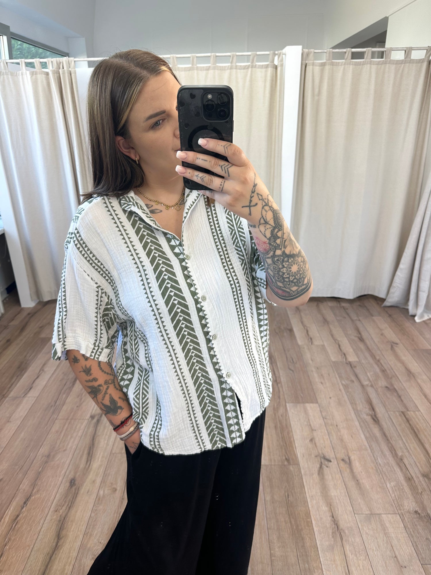 Kurzarm Musselinbluse Boho