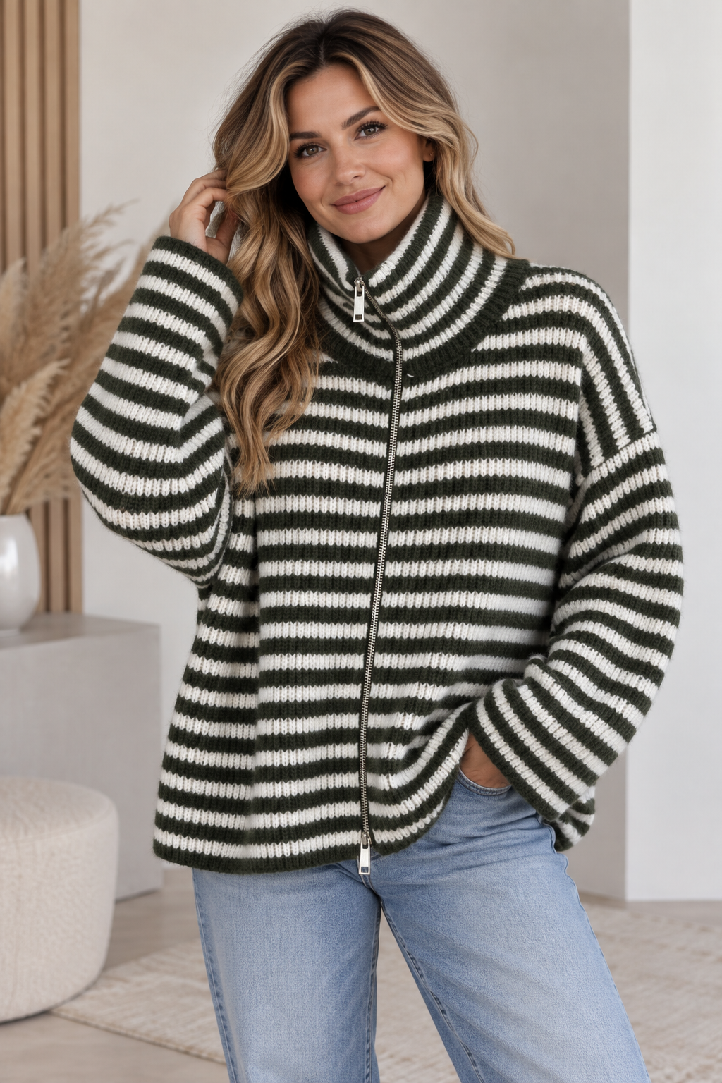 Zipper Jacke Stripe