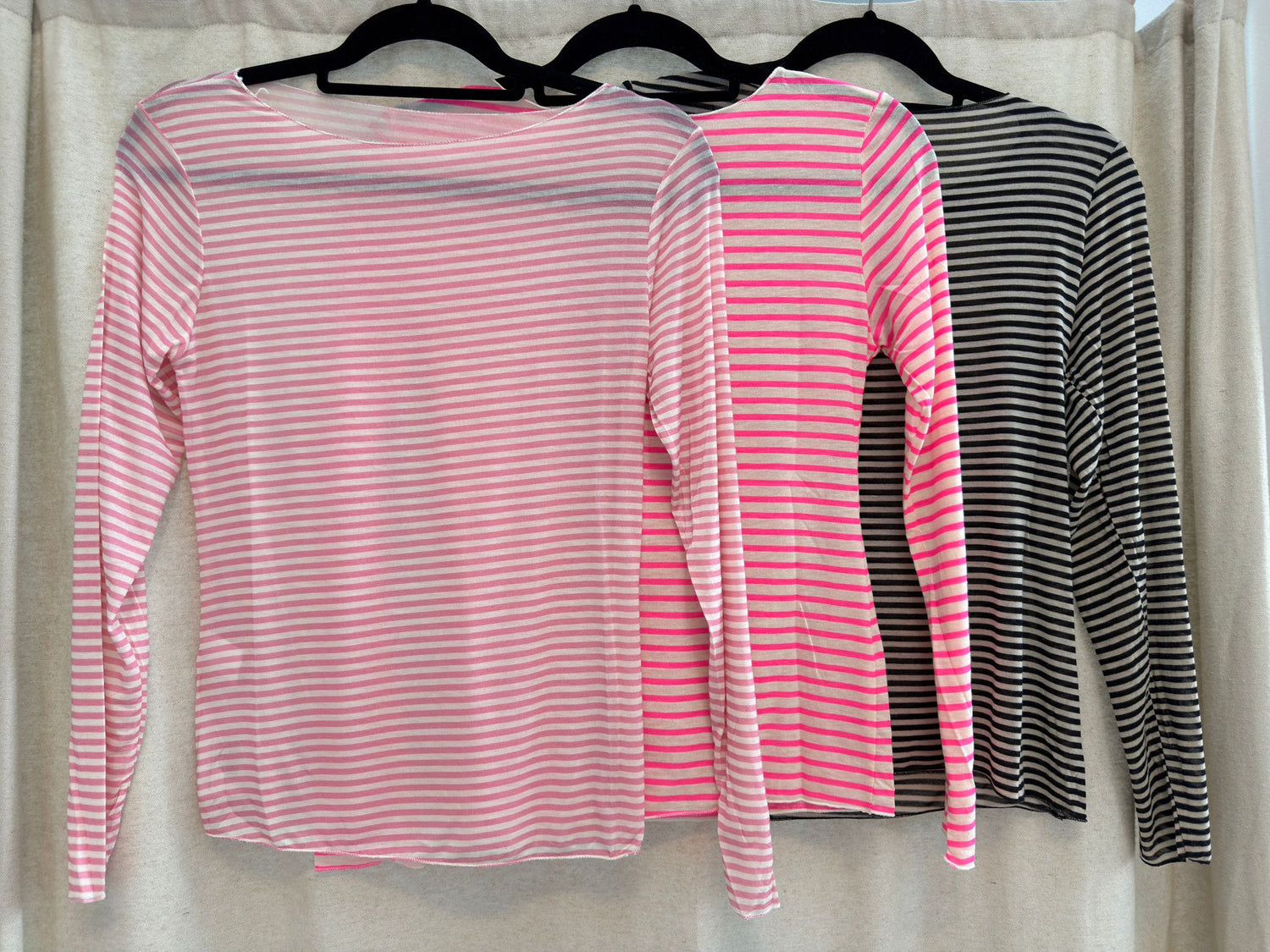 Gestreiftes Curvy mesh Langarmshirt