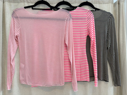 Gestreiftes Curvy mesh Langarmshirt