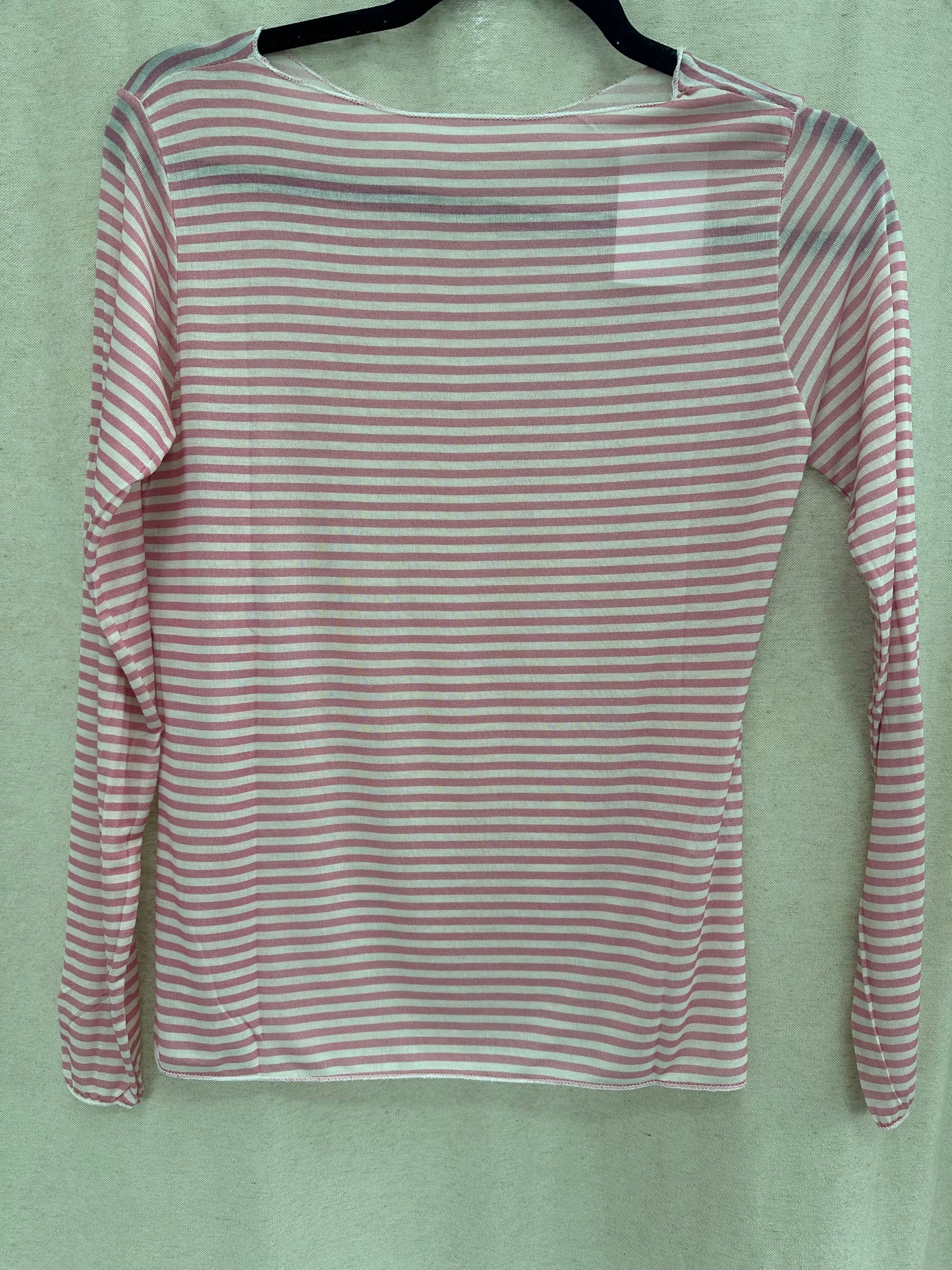 Gestreiftes Curvy mesh Langarmshirt