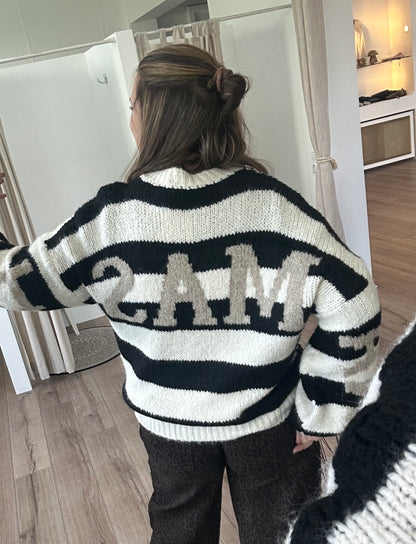 Strickpullover Namaste gestreift