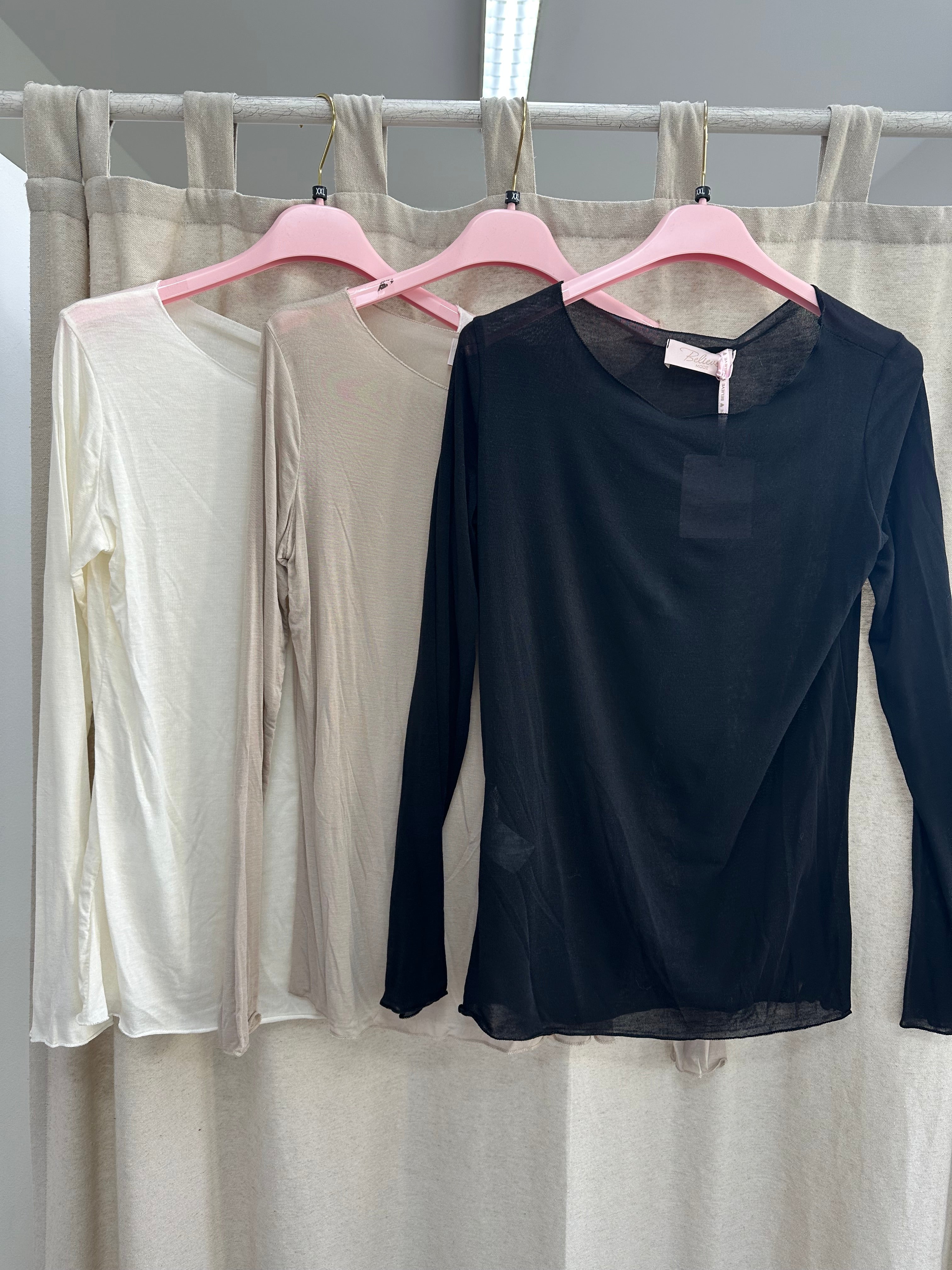 Curvy Mesh Langarmshirt