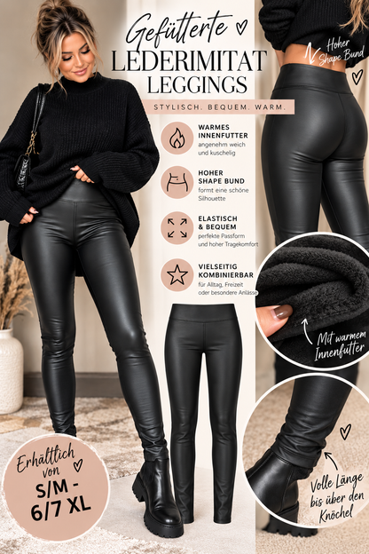 Lederimitat Leggings gefüttert