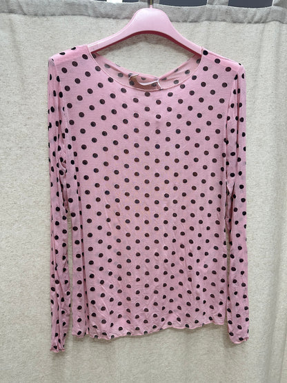 Gepunktetes Curvy mesh Langarmshirt