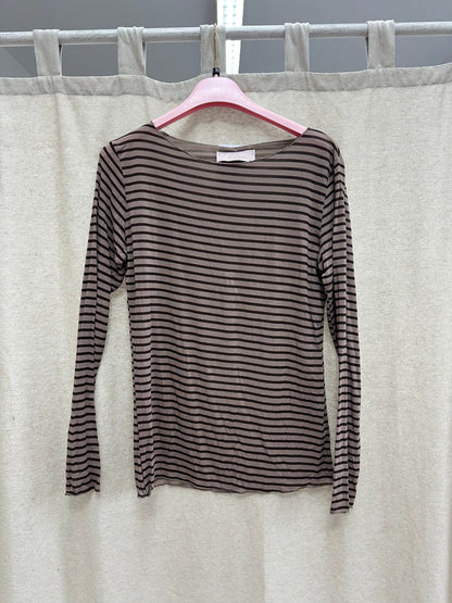 Gestreiftes Curvy mesh Langarmshirt
